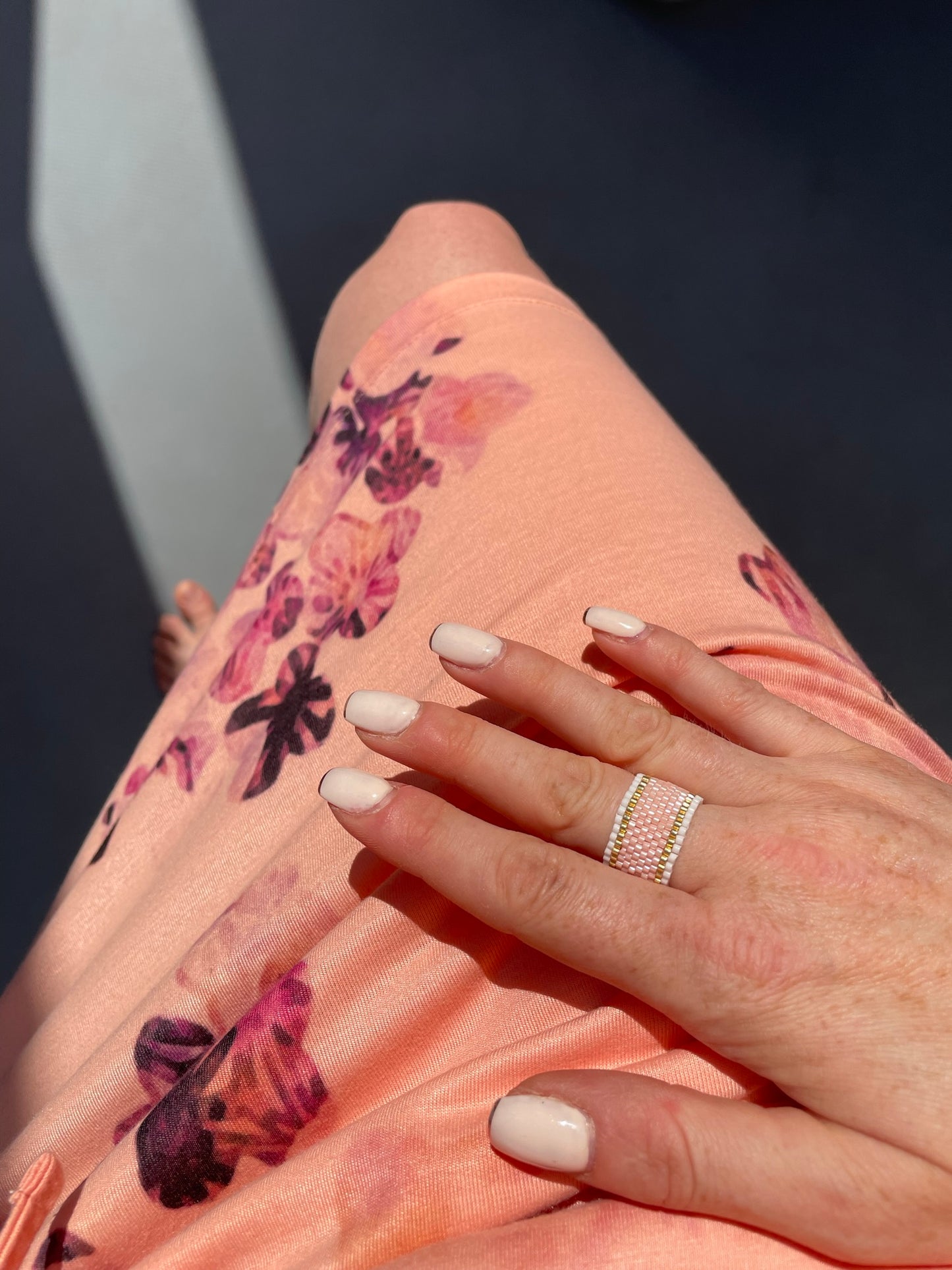 Korálkový prsten Jabloňový sad